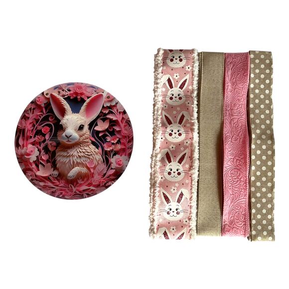 Easter Bunny Wreath Kit | DIY Spring Wreath Supplies, Bunny Ribbon & Sign Bundle - Picture 1 of 5